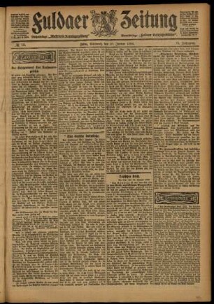 Zweite Ausgabe vom Mittwoch, den 20. Januar 1904.