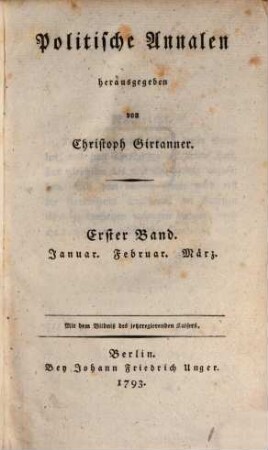 Politische Annalen. 1. 1793
