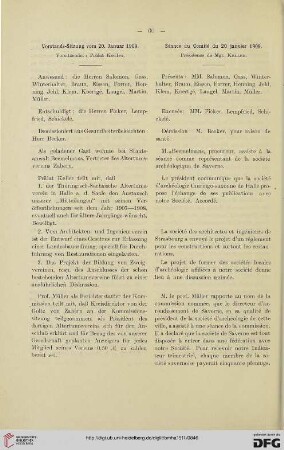 Vorstands- Sitzung vom 20. Januar 1909 / Séance du Comité du 20 janvier 1909