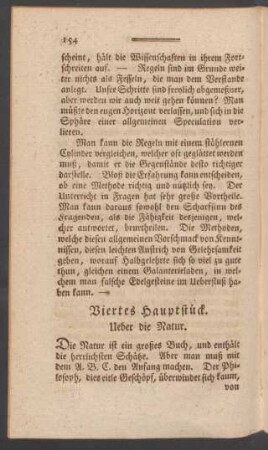 Viertes Hauptstück. Ueber die Natur