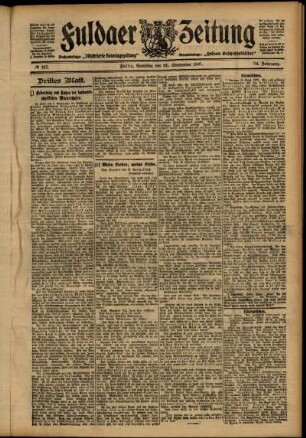 Dritte Ausgabe vom Samstag, den 21. September 1907.