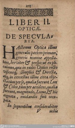 Liber II. Opticae. De Specialaria.