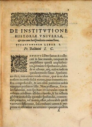 De institutione historiae universae et eius cum iurisprudentia coniunctione prolegomenon : libri II.