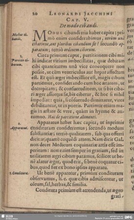 Cap. V. De modo cibandi