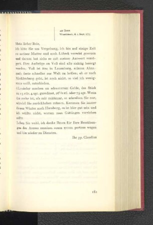An Boie Wandsbeck, den 1. September 1775