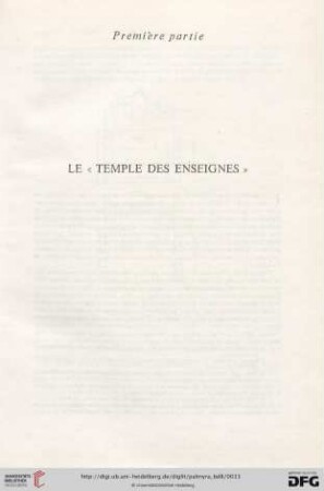 Première partie: Le "Temple des Enseignes"