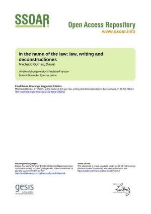 In the name of the law: law, writing and deconstructiones