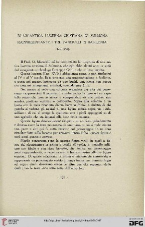 27: Di un'antica lucerna cristiana di Sulmona rappresentante i tre fanciulli di Babilonia
