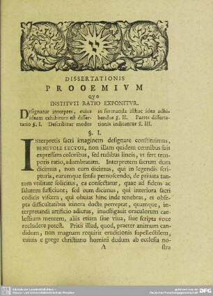 Dissertationis Prooemium Quo Insituti Ratio Exponitur