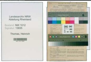 Entnazifizierung Heinrich Thomas , geb. 11.06.1894 (Schaffner)