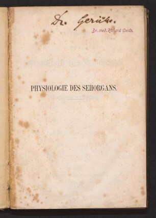 Beiträge zur Physiologie des Sehorgans