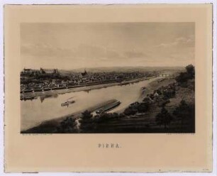 Ansicht von Pirna, Lichtdruck, 1917 : Pirna nach der Natur gezeichnet v. E. Frank. - Leipzig : Pinkau , 1917. - 1 Kunstbl. : Lichtdr. ; 55 x 35 cm