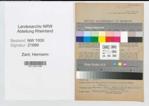 Entnazifizierung Hermann Zant, geb. 27.03.1898 (Telegrafenassistent)
