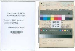 Entnazifizierung Hans Wiesemann , geb. 06.03.1915 (Kaufmaennischer Angestellter)