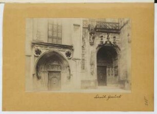 Portal. Heilig-Kreuz-Münster, Gmünd: Ansicht Portal, Ansicht Südportal Gmünd (aus: Skizzen- und Fotoalbum 24)
