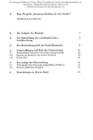 Das Projekt "Kommunikation in der Stadt"