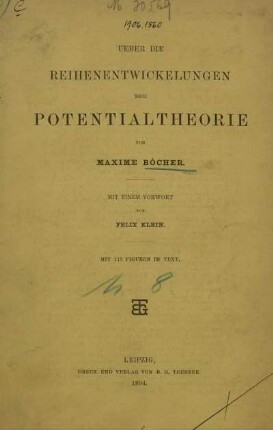 Ueber die Reihenentwickelungen der Potentialtheorie : Mit 113 Figuren im Text