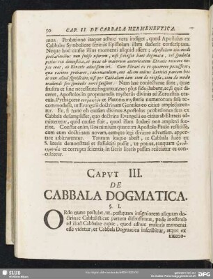 Caput III. De Cabbala Dogmatica
