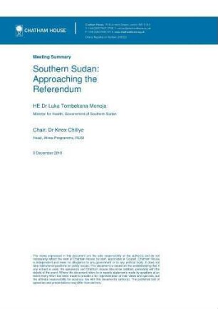 Sudan : approaching the referendum