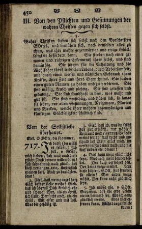 III. Von den Pflichten und Gesinnungen der wahren Christen gegen sich selbst.