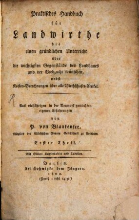 Praktisches Handbuch für Landwirthe
