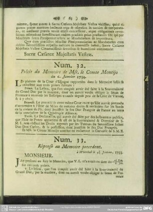 Num. 33. Réponse au Memoire precedent