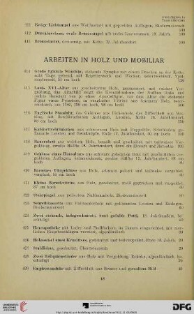 Arbeiten in Holz und Mobiliar (Nr. 414-488)