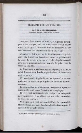 Problème sur les polaires.