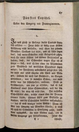 Fünftes Capitel. Ueber den Umgang mit Frauenzimmern.