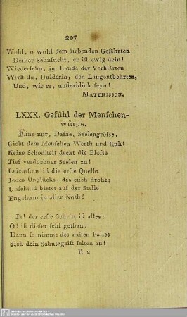 LXXX. Gefühl der Menschenwürde