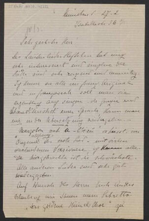 Brief an B. Schott's Söhne : 27.02.1920