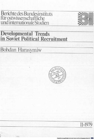 Developmental trends in Soviet political recruitment