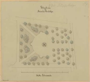 Gefallenendenkmal, Stendal Monatskonkurrenz März 1875: Lageplan; Maßstabsleiste