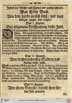 Inhalt der Bücher und Kapitel des ganzen Wercks