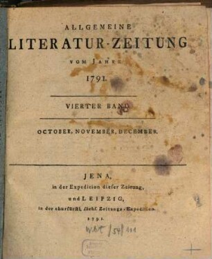 Allgemeine Literatur-Zeitung : ALZ ; auf das Jahr .... 1791,4, 1791, 4