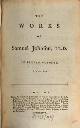 The Works Of Samuel Johnson, LL. D. : Together With His Life, And Notes On His Life Of The Poets, 7