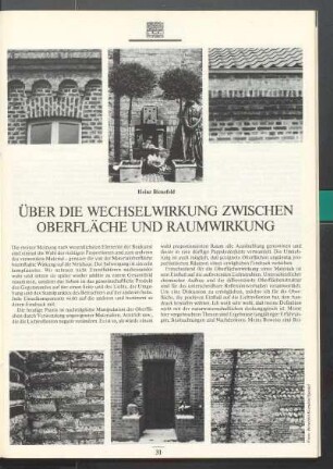 Über die Wechselbeziehung zwischen Oberfläche und Raumwirkung