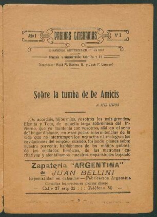 Sobre la tumba de De Amicis
