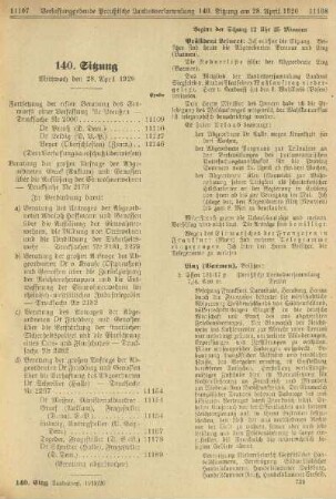 140. Sitzung. Mittwoch den 28. April 1920