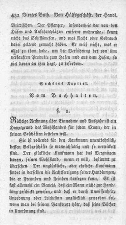 Sechstes Kapitel. Vom Buchhalten.