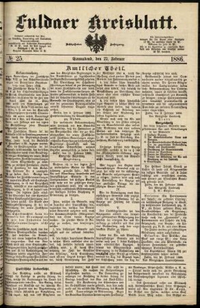 Erste Ausgabe vom Samstag, den 27. Februar 1886.