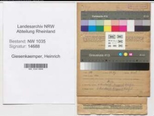 Entnazifizierung Heinrich Giesenkaemper , geb. 15.09.1902 (Bergmann)