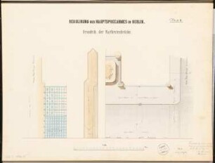 Flussregulierung der Spree, Berlin-Mitte Schinkelwettbewerb 1876: Kurfürstenbrücke: Grundriss in verschiedenen Ebenen 1:100; Maßstabsleiste