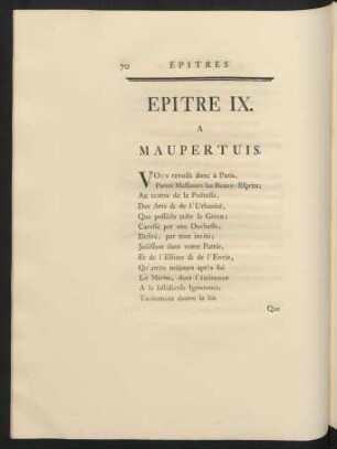 Epitre IX. A Maupertuis.