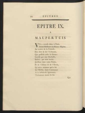 Epitre IX. A Maupertuis.