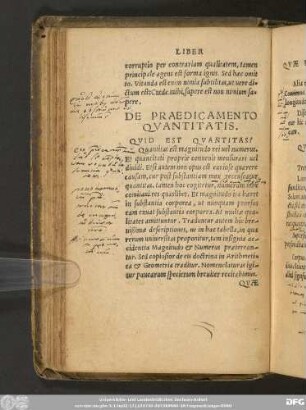 De Praedicamento Quantitatis.