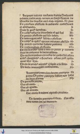 Incipit rubrice tractatus fratris Antonini ordinis predicatorum.