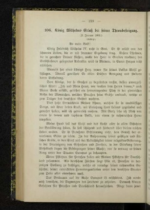 106. König Wilhelms Erlaß bei seiner Thronbesteigung.