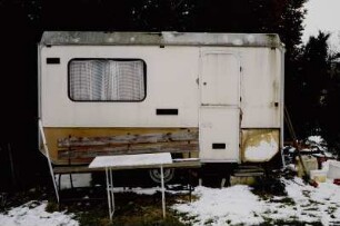 Wohnwagen Bastei 1 umfunktioniert als Gartenlaube, Pegau