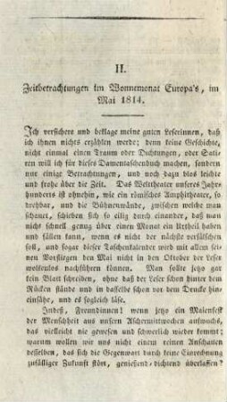 II. Zeitbetrachtungen im Wonnemonat Europa's, im Mai 1814